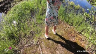 Taxi Driver Picked Up Girl on a Forest Road Took her to the River and Fucked Her Outdoors