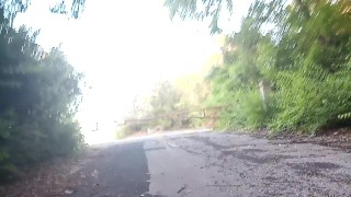 Waiting to get fucked on an abandoned road