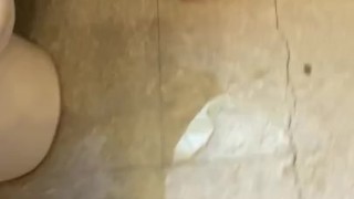 Bbw misses the toilet on purpose! Piss mess!