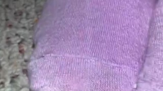 Cute Teen feet in Lavender Socks