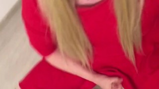 Hot Blonde Crossdresser shoots her load
