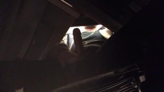  Almost Caught! Handsfree Cumshot at Work 