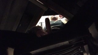  Almost Caught! Handsfree Cumshot at Work 