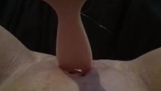 Teen fucks her tight pussy with hairbrush & squirts while family are next door