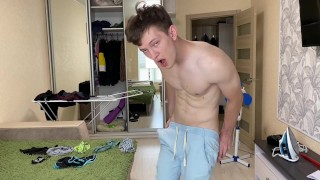 Teen Boy trying to hide Monster Cock ( 23 CM ) in Tight Pants from his Daddy / Unncut / Big Dick /