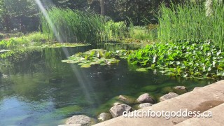 Admiring Shiny Pantyhose/Stockings at the Garden Pond - DutchFootGoddess TikTok