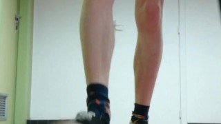 Stripping and wanking in the university hallway and bathroom