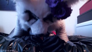 Kalya the futa girl tease you with her big butt then gives a blowjob to her dildo