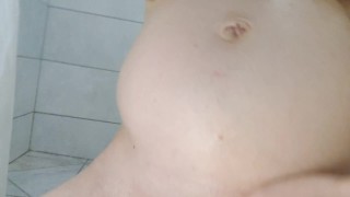 horny pregnant girl shows her lactating tits