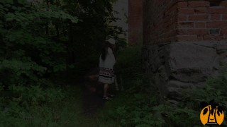 Naked walk visiting castle. Public nudity MiaAmahl