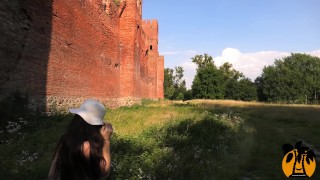 Naked walk visiting castle. Public nudity MiaAmahl