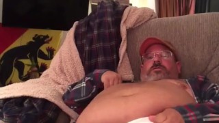 Strongman coach cums handsfree 