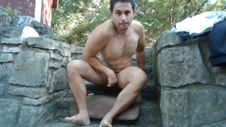 Hunky Karis Outside Summer Solo Huge Cumload and Ass Play