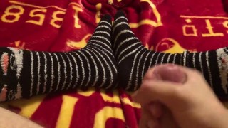 Cumming on fuzzy socks