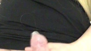 Blonde Bimbo CD cums in condom and eats it