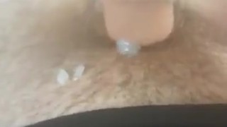 Stroking my morning wood until huge cum