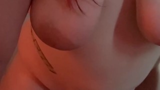 Chubby red headed babe gets caught off guard by a surprise orgasm with her dildo