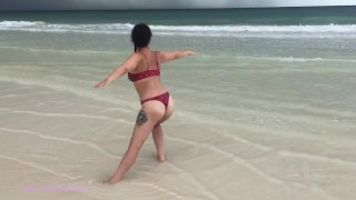 You Saucy Beach! Curvy Milf Enjoys the Bahamas! (our 100th OF video)