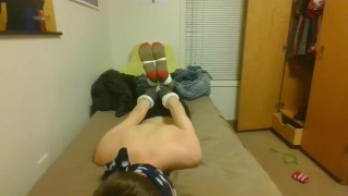 Hogtied in wool socks and zipties