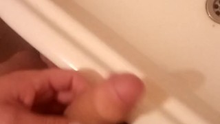 Playing with my cock in the bathroom for ladies and gay men