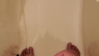 Jerking Off In Shower While GF Is In Bedroom