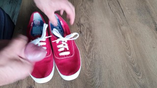 Cum on her red Keds