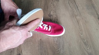 Cum on her red Keds