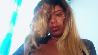 Sexy ebony with blonde wig needs to be fucked