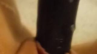 Black dildo bathtub playtime