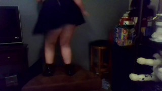 Fat girl dancing from behind