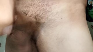 Jerking out a big load after getting bred
