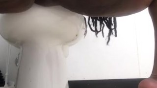 Almost caught in public restroom, started squirting