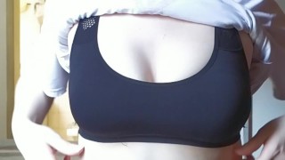 (HD) my first TIT DROP video!!! Small round & pale boobs. Hard nipples!