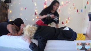 Trump Losses Arm Wrestling Match, gets beat down and ass kicked hard by 2 docile women