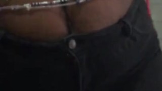 Hot Ebony flashes tit before twerking for fun 