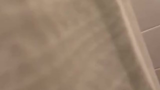Quick flash of husbands cock in the shower 