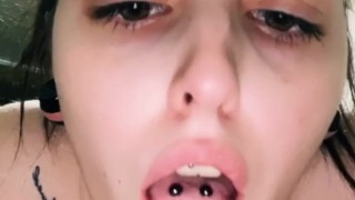 BJ with purple dildo