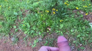 Pissing outdoor in the forest