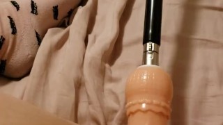 Tight little pussy fucked by machine