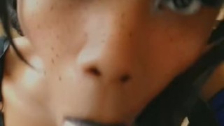 TS Cherri Rosé sucks dildo on Snapchat 