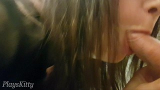 CUMSHOT IN MOUTH IN FITTING ROOM, ORAL CREAMPIE, EXTREME PUBLIC ВLOWJOB - PLAYSKITTY 4K