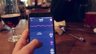 I took control of my stepsister's vibrator in the bar and brought her to orgasm.