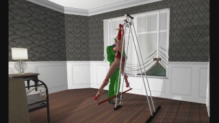 Red Witch Superheroine in Pantyhose Bondage Session With the Riddler