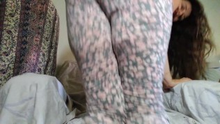 Old Video Pinkmoonlust Cute Horny Camgirl Pawg Slut Plays Floral Yoga Pants Leggings on & Off Slowly 