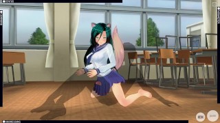 3D HENTAI neko schoolgirl cums from a big dick