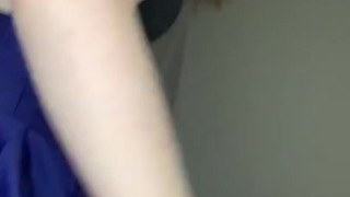 Teenage cheerleader doggy style dildo play 