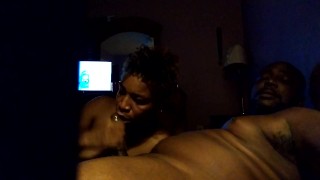 Sucking my man dick so good it made me get on my knees.