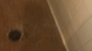 Big white cock cumming in camp shower