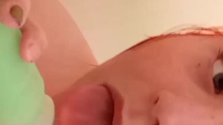 Cute emo girl sucks dildo in the shower 