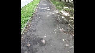 Wetting gym pants outdoor desperation